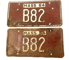 1964 Massachusetts License Plates Pair Low Number B82 picture