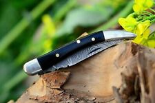 SHARD™ HAND FORGED Texas Toothpick Damascus Steel Folding Pocket Knife W/Sheath picture