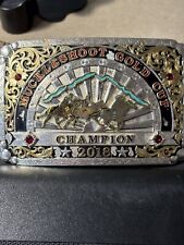 AUTHENTIC  2018 MUCKLESHOOT GOLD CUP CHAMPION BELT BUCKLE WITH RUBY GEMSTONES picture