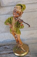Mid Century Rare Giltwood Woodland Elf Fairy Playing Violin Large 16