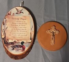 Pair of Vintage Wood Plaques; Serenity Prayer & Cross picture