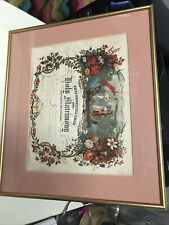 Antique 1869 Victorian Framed Marriage Certificate Holy Matrimony 15.5”x13.5” picture