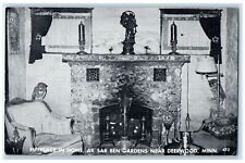 c1950's Fire Place In Home Ak Sar Ben Gardens Deerwood Minnesota MN Postcard picture