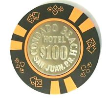 $100 CONDADO BEACH Casino BlkOra Poker Chip SAN JUAN Puerto Rico Bud Jones coin picture