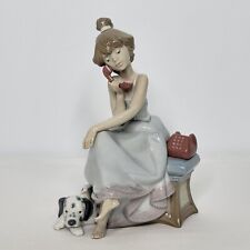 Vintage LLadro Chit Chat Porcelain Girl Dog Figurine #5466 7.5