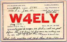 1937 QSL Radio Card Code W4ELY Tampa Florida Amateur Station Posted Postcard picture
