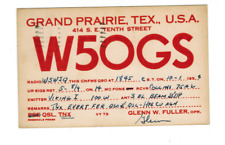 Ham Radio Vintage QSL Card      W5OGS 1954 Grand Prarie, Texas w/stamp picture
