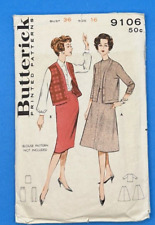 Cardigan Jacket Skirt Pattern Butterick  9106 16/36 1960’s Vintage Fashion picture