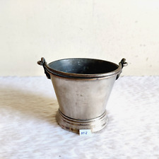 1930s Vintage Nickel Coated Brass Ice Bucket With Handle Barware Collectible MT2 picture