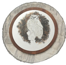 Signed Folk Art  Engraved Screech Owl on Metal Wood Circular Sawblade KUYKENDALL picture