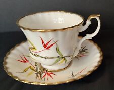 Vintage Royal Imperial Bone China Bamboo Gold Trim Teacup and Saucer Hand Paint picture
