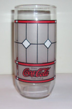 Vintage Coca-Cola Frosted Window Pane Tiffany Style 16oz Glass picture