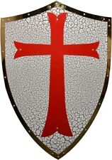 Medieval Red Cross Shield 18G Steel LARP SCA Templar Knight Shield For Cosplay picture