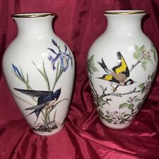 2 franklin porcelain vase ( woodland bird and meadowland bird vase) picture