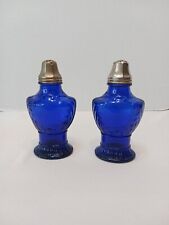 Vintage Large Cobalt Blue Glass Salt & Pepper Shakers picture
