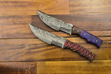 2Pcs Handmade Damascus Steel Hunting/Camping Skinner Knife - Wood Handle R-5046 picture