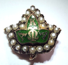 Vintage 14K Gold Alpha Kappa Alpha AKA Sorority Member Badge / Pin - Seed Pearls picture