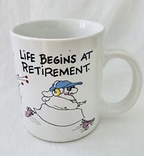 VINTAGE '87 Hallmark Shoebox Life Begins at Retirement Roller Skating Coffee Mug picture