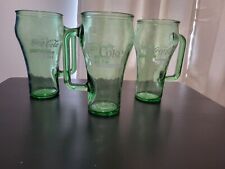 3 Coca Cola Whataburger Cowboy Green Glasses With Handles picture