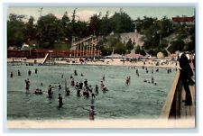 c1905 Bathing Scene, Bridge, Slides, Crystal Beach Ontario Canada Postcard picture