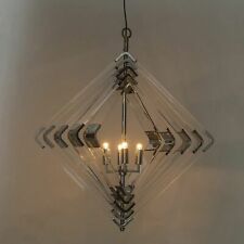 1950's Spiral Acrylic Diamond 5 Layer Modern Brass Chandeliers Ceiling Fixtures  picture