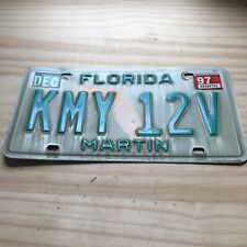 Vintage 1997 DEC Florida Martin Map Logo License Plate KMY 12V picture