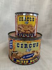 Pair Vintage: Circus Mixed Nuts King Size & Peanuts 6 1/4 Oz. With Lids picture