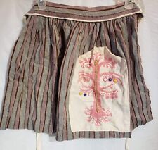 Vintage Half Apron Farmhouse Cottage Striped Embroidered Country Retro Handmade  picture