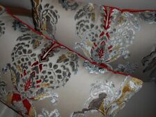 Italian designer pillows cut velvet fabric multicolor on Ivory new custom PAIR#2 picture