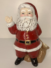 Vintage 1973 Duncan Santa Claus Ceramic Handpainted w/Toy Sack Candy Cane Holder picture