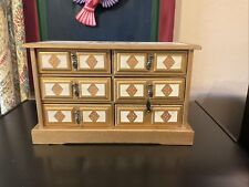 Charming Mid Century Harlequin Musical Jewelry Box Gold-Pink-Brown 6 Drawer picture