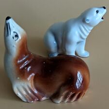 Pair of Vintage Arctic Creature Figurines Seal Polar Bear Hagen Renaker Animal picture