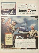1941 Vintage Original Seagrams 7 Whiskey Liquor Deep Sea Fishing Swordfish AD picture