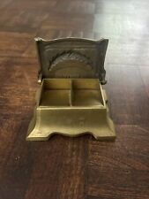 Vintage Double Stamp Box in Solid Brass with Hinged Lid picture