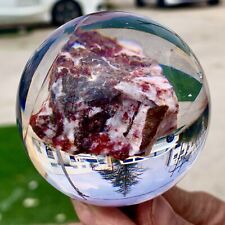 152G Rare beautiful acrylic wrapped cinnabar sphere quartz crystal treatment picture