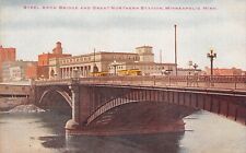 Steel Arch Bridge & Great Northern Station Minneapolis Minnesota c1910 Postcard picture