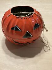 VINTAGE OLD HALLOWEEN TIN LITHOGRAPH JACK 0 LANTERN US METAL TOY MFG CO. 1950's picture