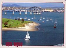 VINTAGE POSTCARD CONTINENTAL SIZE AERIAL VIEW OF SAN DIEGO BAY CALIFORNIA PT picture