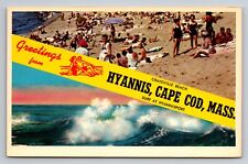 Greetings From Craigville Beach Hyannis Cape Cod Massachusetts Vintage Postcard picture