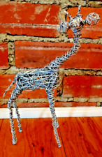 Handmade Silver Colored Wire Art Giraffe Sculpture Figurine 9 ¾” Tall picture