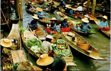 VINTAGE POSTCARD FLOATING MARKETS AT DAMNONSADUC RAJBURI THAILAND POSTED 1982 picture