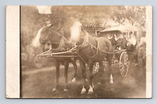 RPPC Two Horse Drawn Carriage Buggy Four Women Real Photo Postcard picture