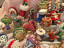 UNIQUE 50 Bead Sequin Jewel Christmas Handmade Pin Push Ornament Lot CHURCH picture