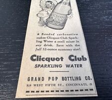 1942 Grand Pop Bottling Clicquot Club Cincinnati Ohio Newspaper Ad WWII Era Soda picture