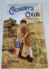 Vintage Pure Cotton Tea Towel w Cadbury's Cocoa Advertising by Davric Australia picture