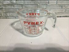 Vintage PYREX 508 Red Letter D-Handle 1 Cup/1 Pint Glass Liquid Measuring Cup picture
