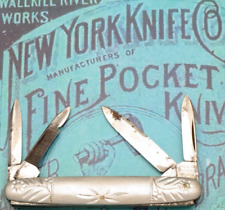 Antique New York Knife Co Walden Four-Blade Senator Penknife Engraved Aluminum picture