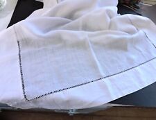Elegant Drown work Vintage French linen Tablecloth  Runner 70