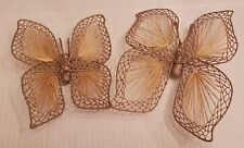 Vintage 70s Boho Butterfly Woven Raffia Straw Wicker Mobile Wall Hanging Decor picture