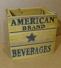 American Brand Beverages Wooden Crate 8X8X6.5 Classic Wood Box Retro Beer Soda picture
